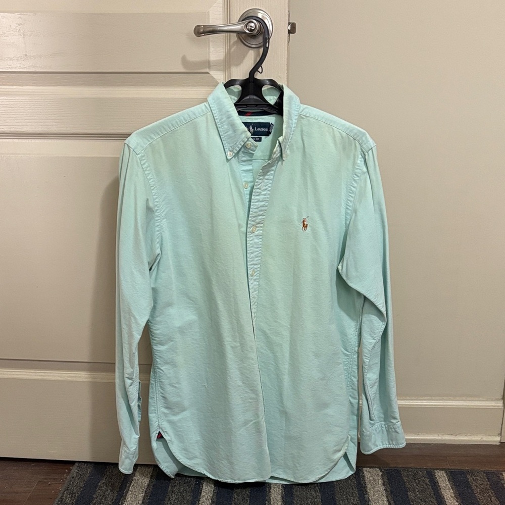 Ralph Lauren Men's Aqua Button Down Shirt